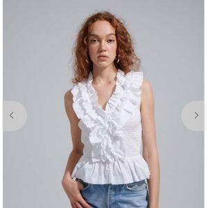 Love The Label Zephyr White Ruffled Women's Top